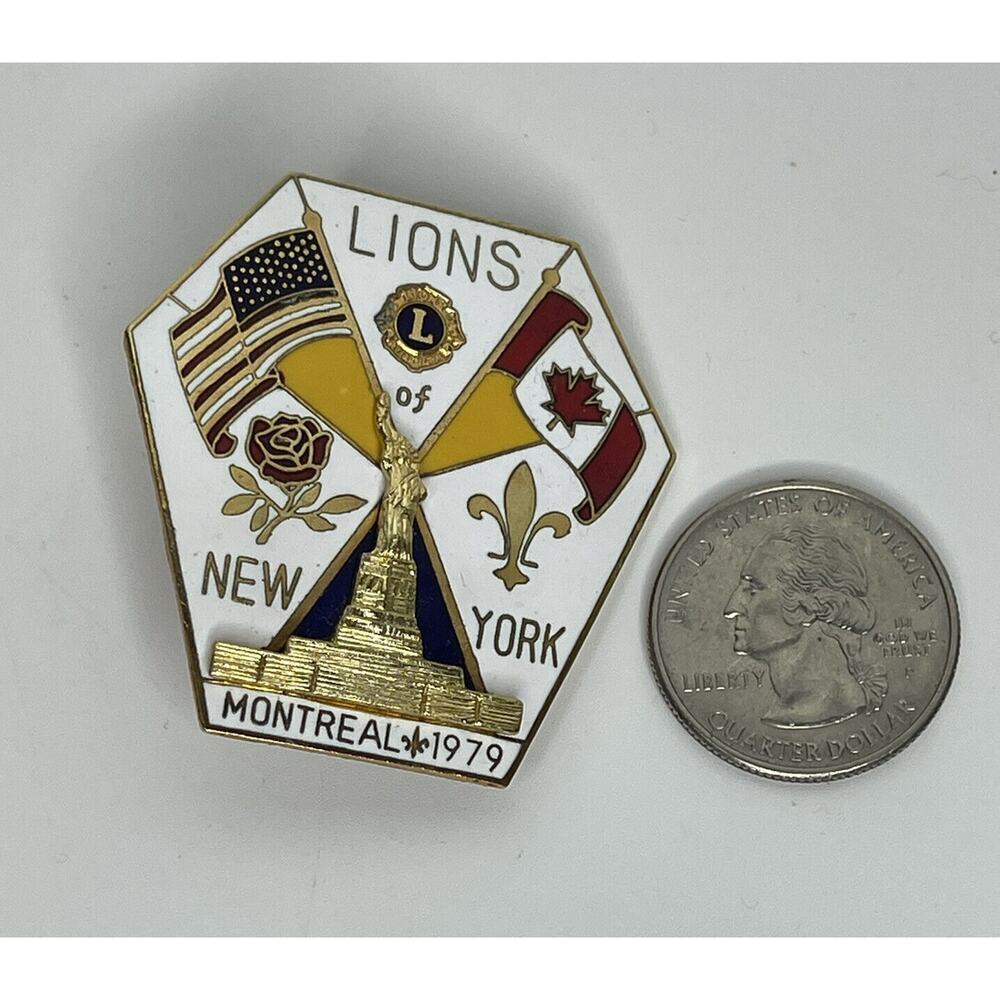 Lions Club Lapel Pin Montreal 1979 Canada New York Vintage